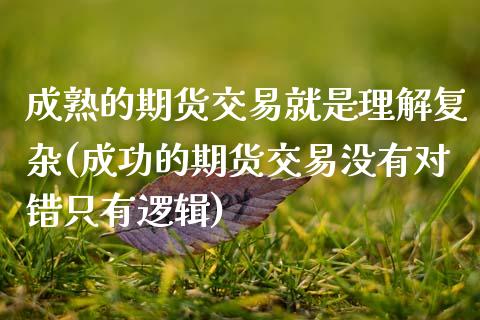 成熟的期货交易就是理解复杂(成功的期货交易没有对错只有逻辑)_https://www.gzshoujun.com_期货品种_第1张